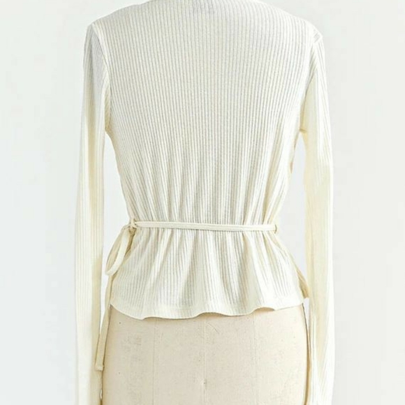 Adored Vintage Knitted Wrap Long Sleeve Top, Cream - Picture 4 of 4
